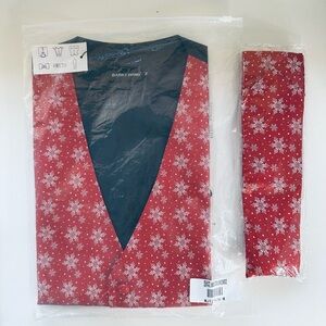 BARRY.WANG Holiday Christmas Snowflakes With Tie Vest Medium BNWT